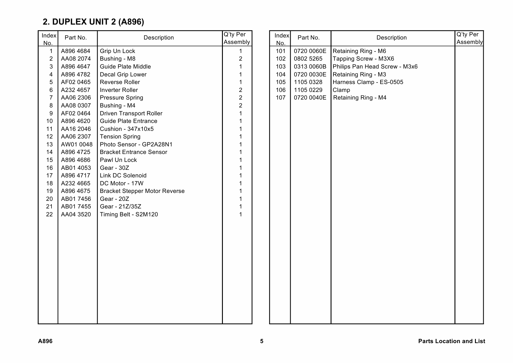 RICOH Options A896 DUPLEX-UNIT Parts Catalog PDF download-4